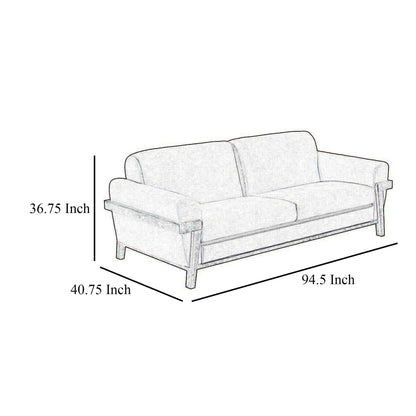 Pola Sofa, 95 Inch, 2 Throw Pillows, Modern Dark Brown Faux Leather