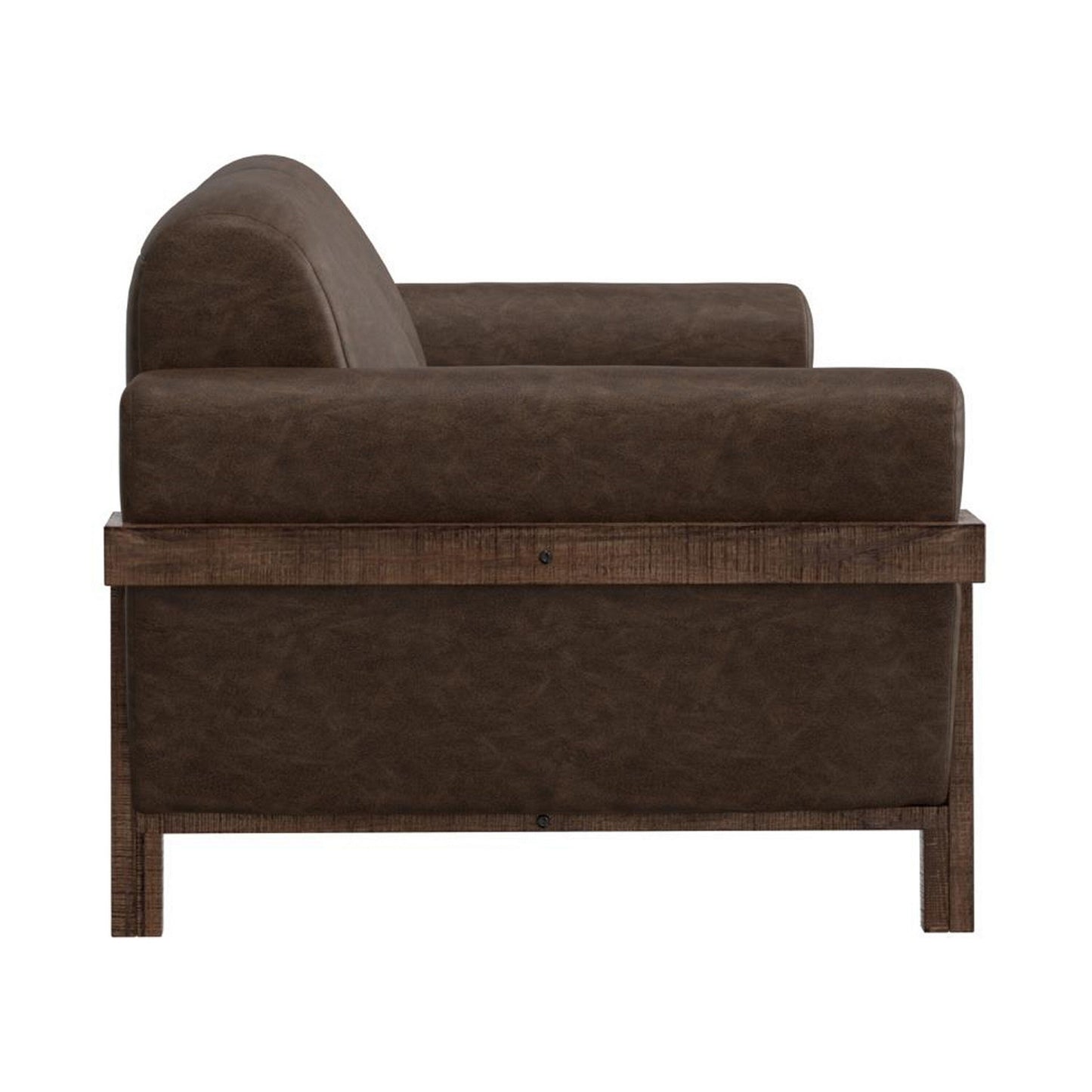 Pola Sofa, 95 Inch, 2 Throw Pillows, Modern Dark Brown Faux Leather