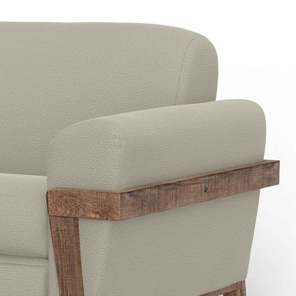 Pola Sofa, Almond Gray Polyester, Foam Cushions, Solid Pine Wood, 95 Inch