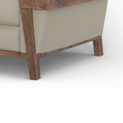 Pola Sofa, Almond Gray Polyester, Foam Cushions, Solid Pine Wood, 95 Inch