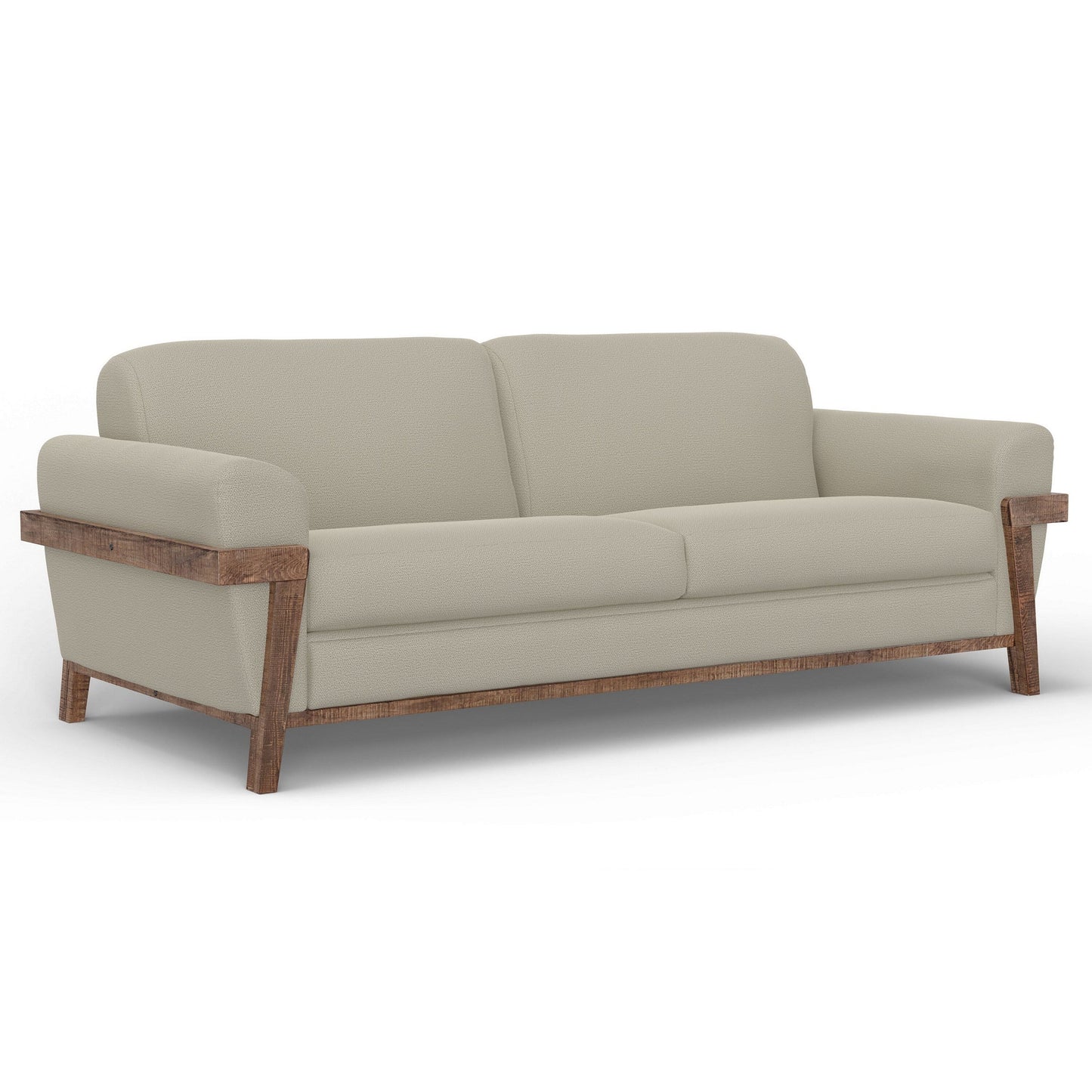 Pola Sofa, Almond Gray Polyester, Foam Cushions, Solid Pine Wood, 95 Inch
