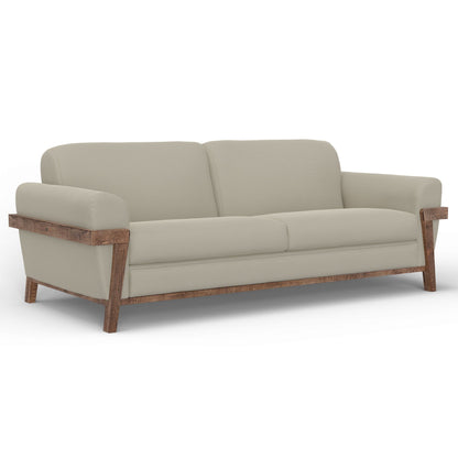 Pola Sofa, Almond Gray Polyester, Foam Cushions, Solid Pine Wood, 95 Inch