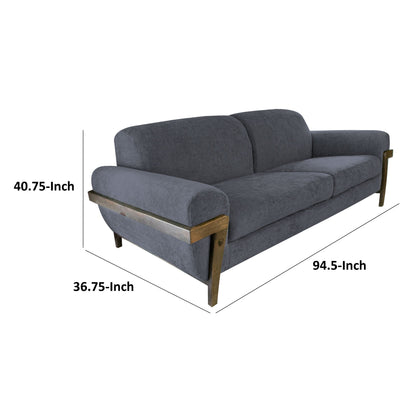 Pola Sofa, Iron Gray Polyester, Foam Cushions, Solid Pine Wood, 95 Inch