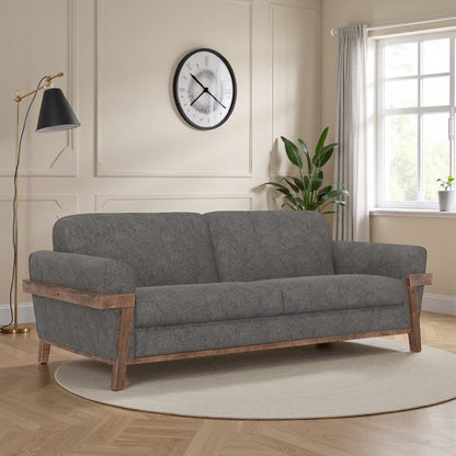 Pola Sofa, Iron Gray Polyester, Foam Cushions, Solid Pine Wood, 95 Inch