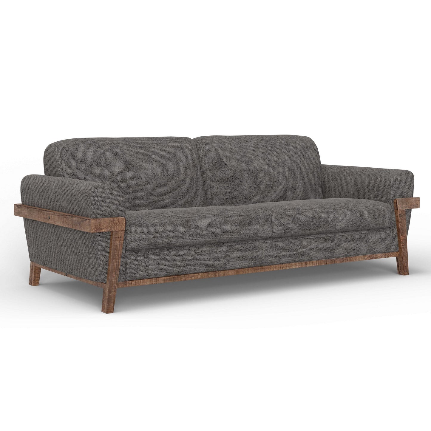 Pola Sofa, Iron Gray Polyester, Foam Cushions, Solid Pine Wood, 95 Inch
