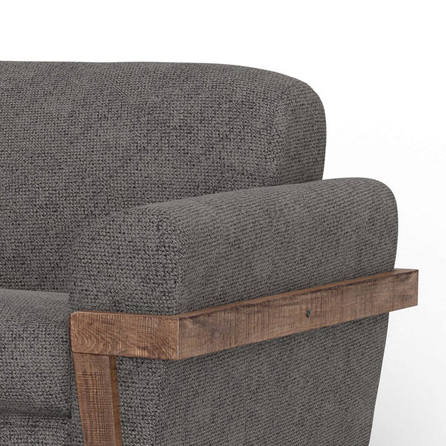 Pola Sofa, Iron Gray Polyester, Foam Cushions, Solid Pine Wood, 95 Inch