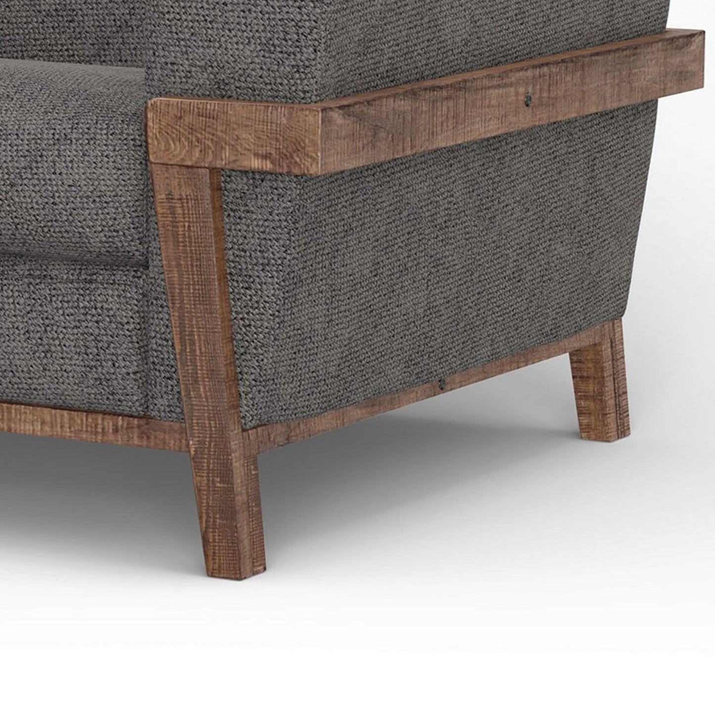Pola Sofa, Iron Gray Polyester, Foam Cushions, Solid Pine Wood, 95 Inch