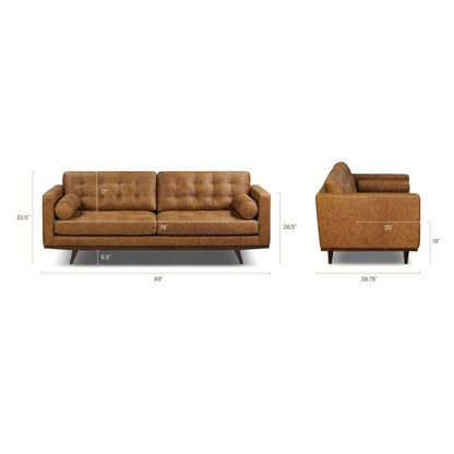 Poly & Bark York 89 Full-Grain Genuine Leather Sofa