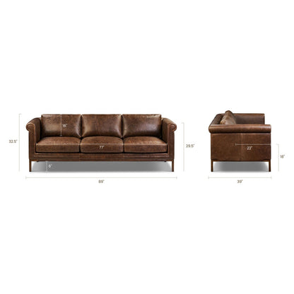 Poly & Bark Helston 89 Genuine Leather Sofa