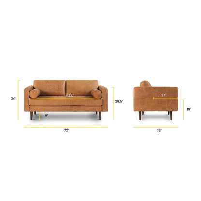 Poly & Bark Napa 72 Apartment Sofa - Full Grain Genuine Italian Leather