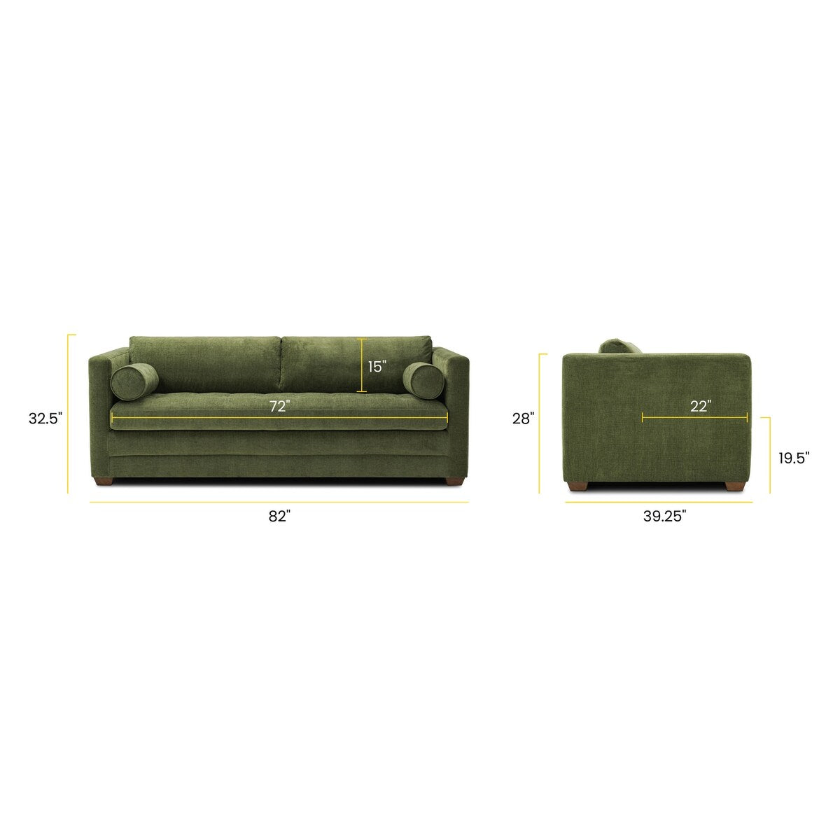 Poly and Bark Napa 82 Pull-Out Sofa Bed in Distressed Green