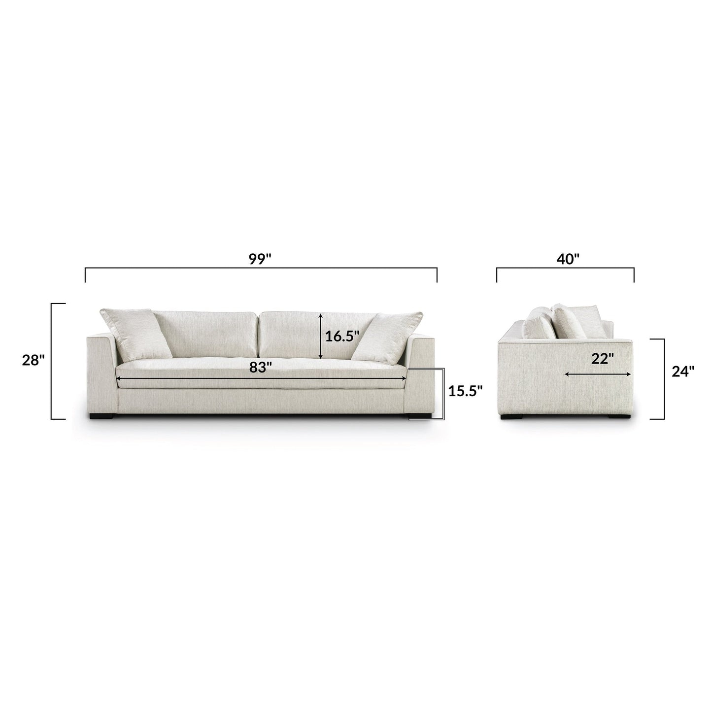 Poly & Bark Fabric Capri 99 Sofa - Performance Fabric (Stain and Spill Resistant)