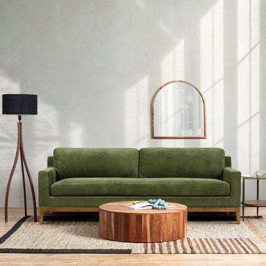 Poly & Bark Zyon 90 Sofa in Distressed Green Velvet