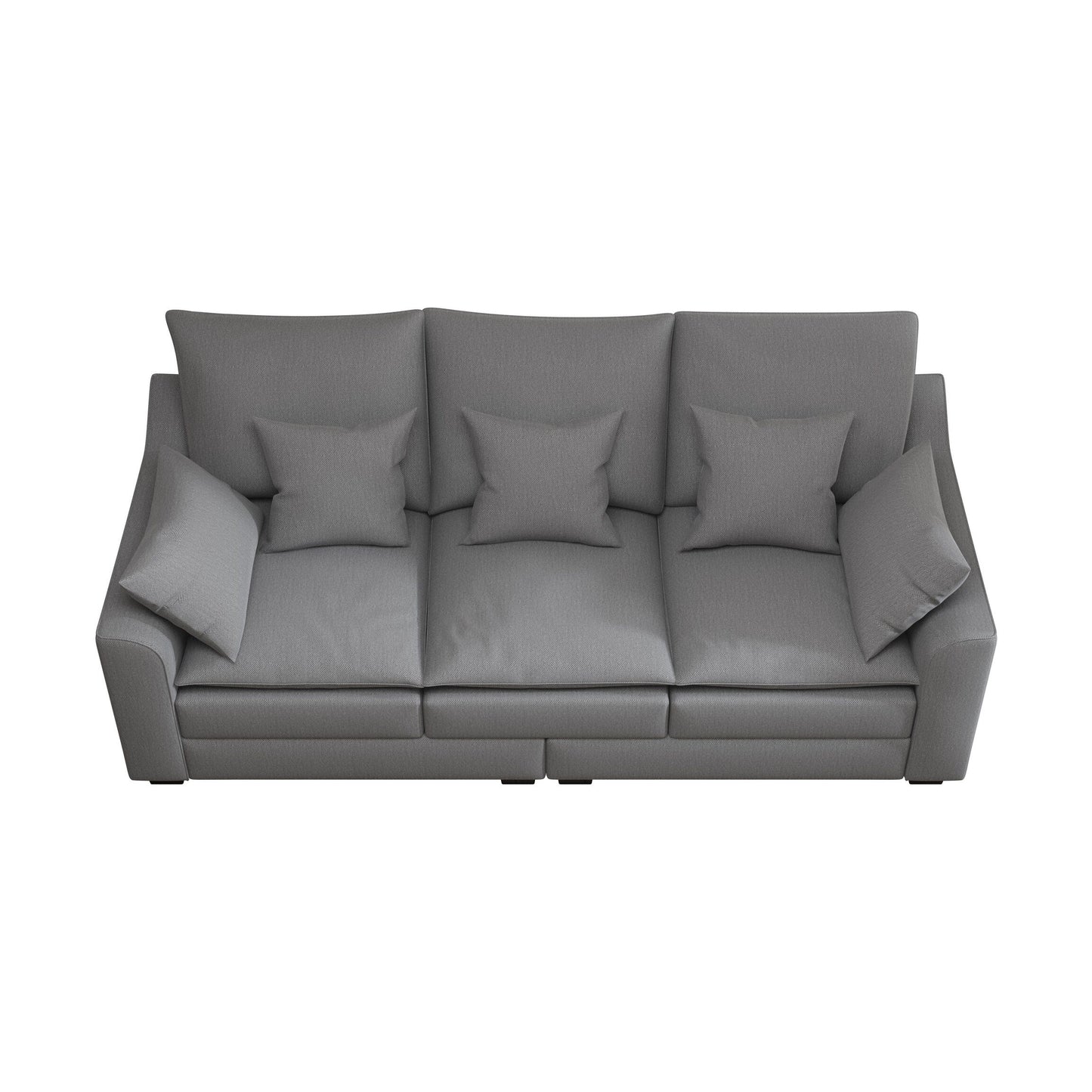 Polyester 3-seater Sofa with Pillows and Wood Legs