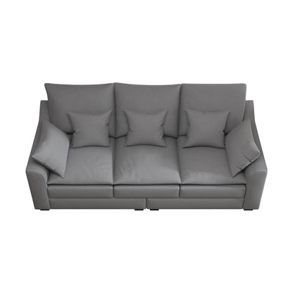 Polyester 3-seater Sofa with Pillows and Wood Legs