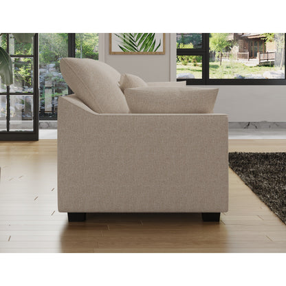 Polyester 3-seater Sofa with Pillows and Wood Legs