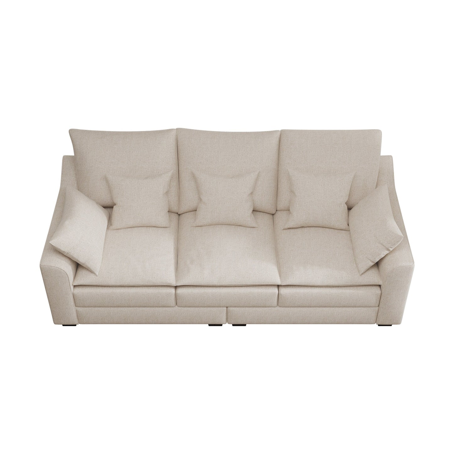 Polyester 3-seater Sofa with Pillows and Wood Legs
