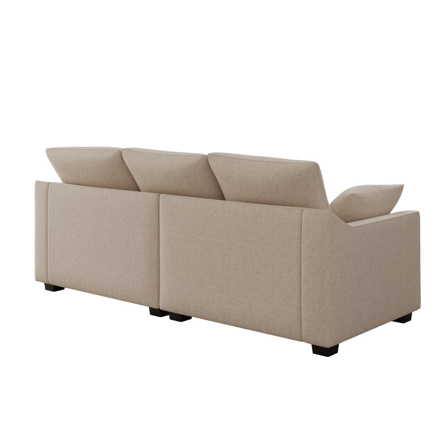 Polyester 3-seater Sofa with Pillows and Wood Legs