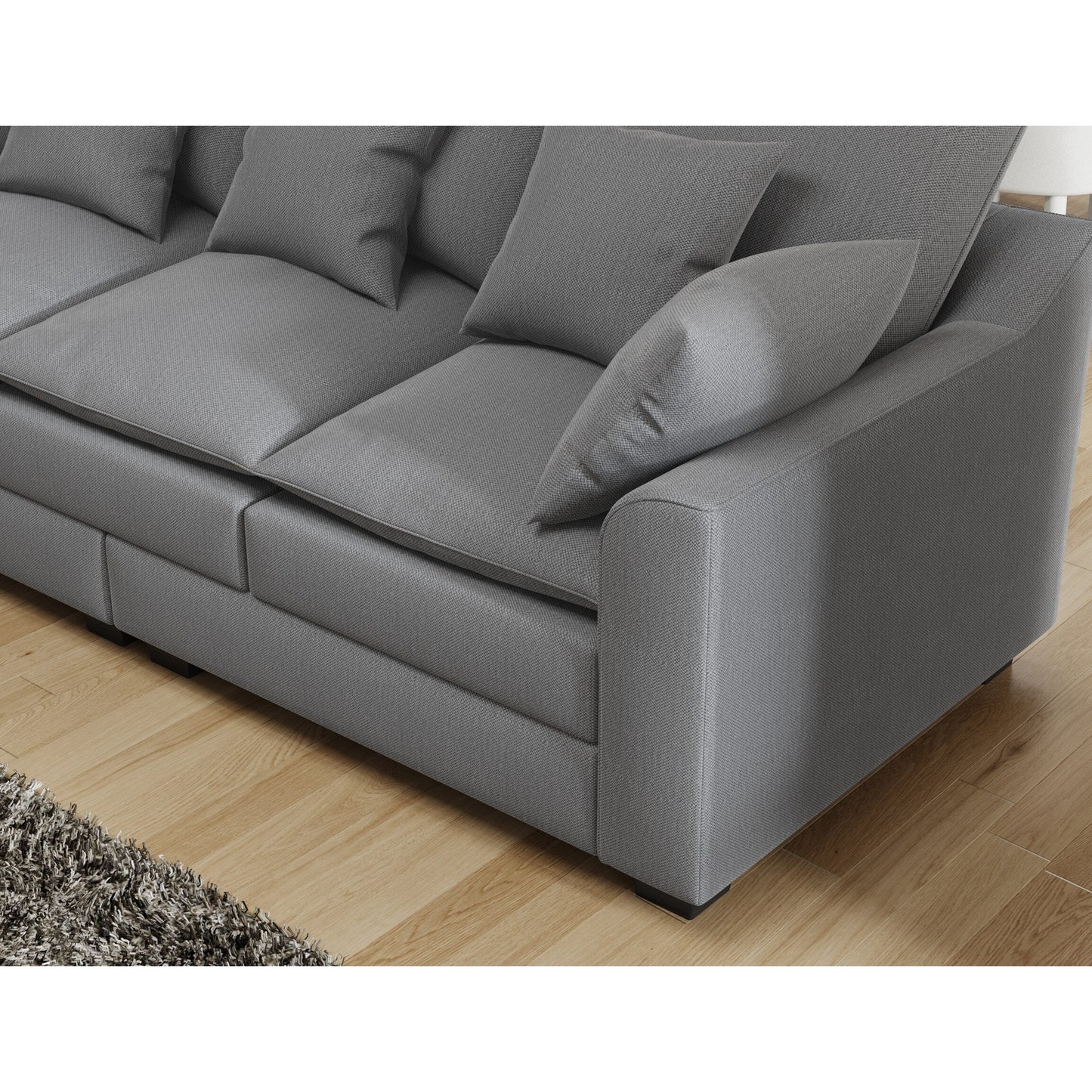 Polyester 3-seater Sofa with Pillows and Wood Legs