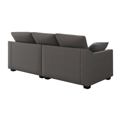 Polyester 3-seater Sofa with Pillows and Wood Legs
