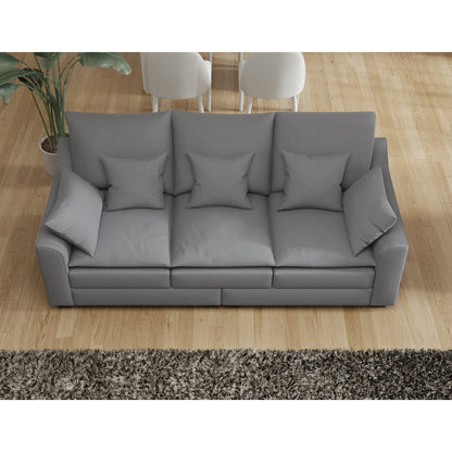 Polyester 3-seater Sofa with Pillows and Wood Legs