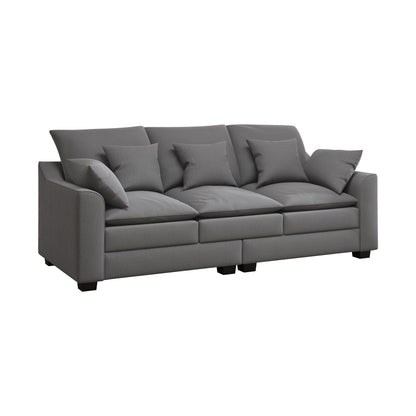 Polyester 3-seater Sofa with Pillows and Wood Legs