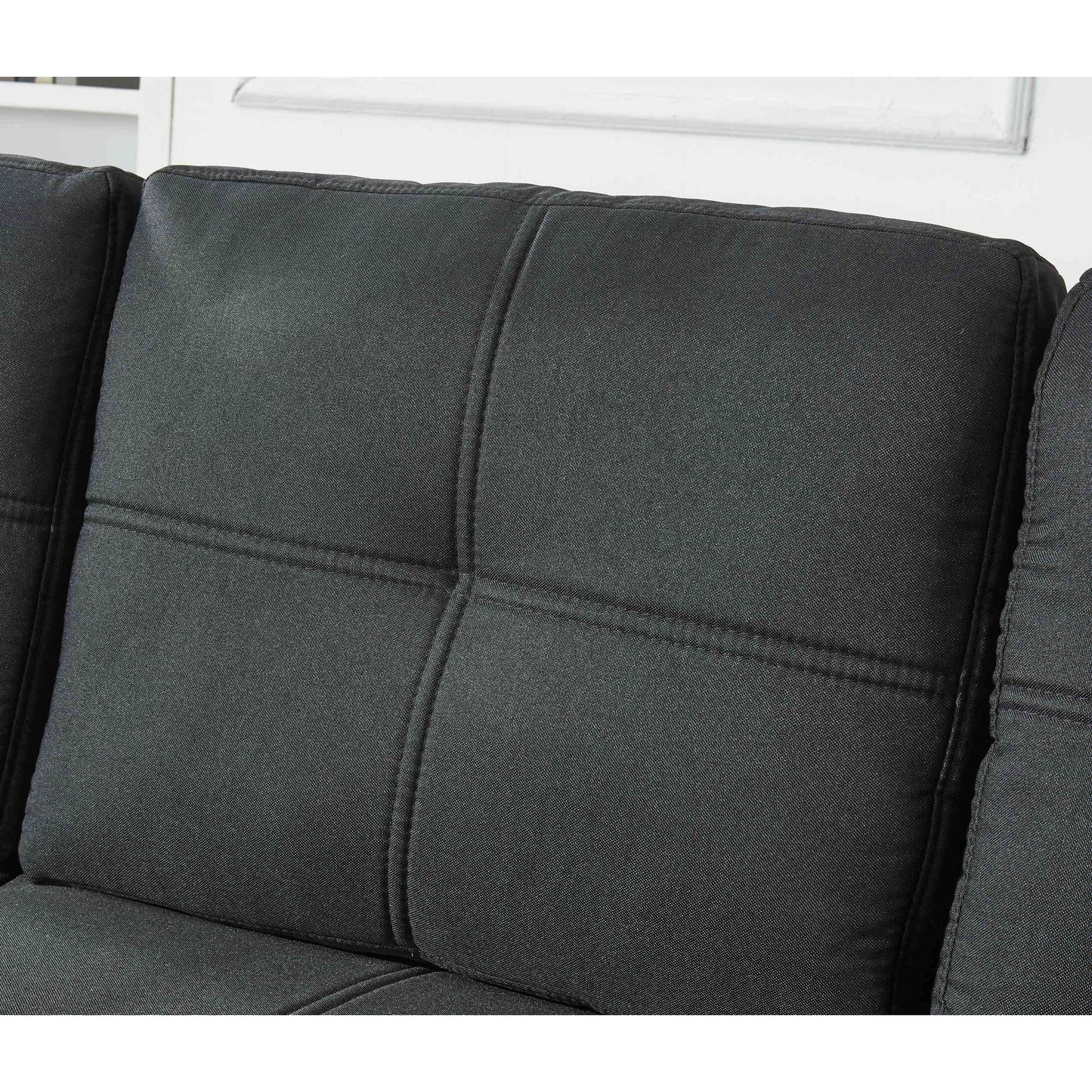 Linen Sectional Sofa Reversible Chaise with Pull out Sleeper