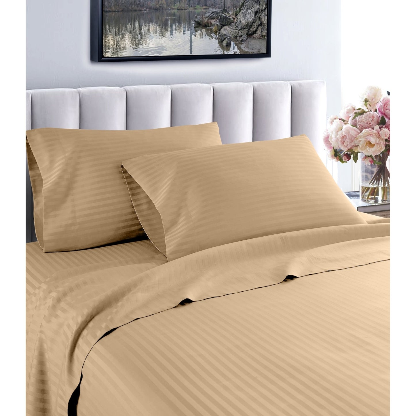 Home Sweet Home Dream Striped 1200 TC Egyptian Cotton Deep Pocket Bed Sheet Set