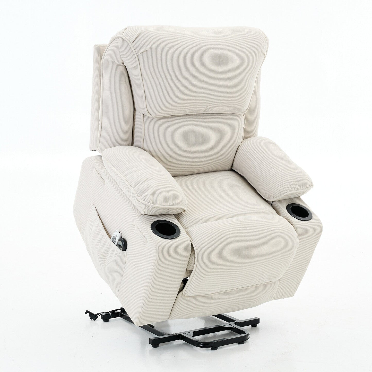Power Lift Recliner Chair - Remote Control with Heat  Massage, PU Leather, Side Pockets - Senior Mobility Assist Chair