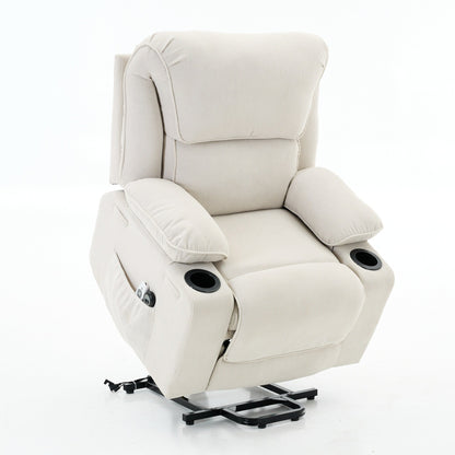 Power Lift Recliner Chair - Remote Control with Heat  Massage, PU Leather, Side Pockets - Senior Mobility Assist Chair