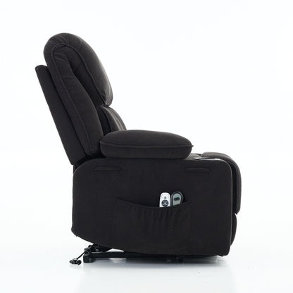 Power Lift Recliner Chair - Remote Control with Heat  Massage, PU Leather, Side Pockets - Senior Mobility Assist Chair