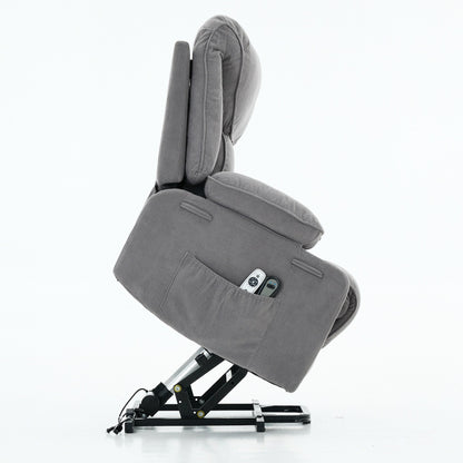 Power Lift Recliner Chair - Remote Control with Heat  Massage, PU Leather, Side Pockets - Senior Mobility Assist Chair
