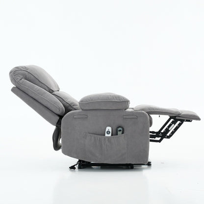 Power Lift Recliner Chair - Remote Control with Heat  Massage, PU Leather, Side Pockets - Senior Mobility Assist Chair