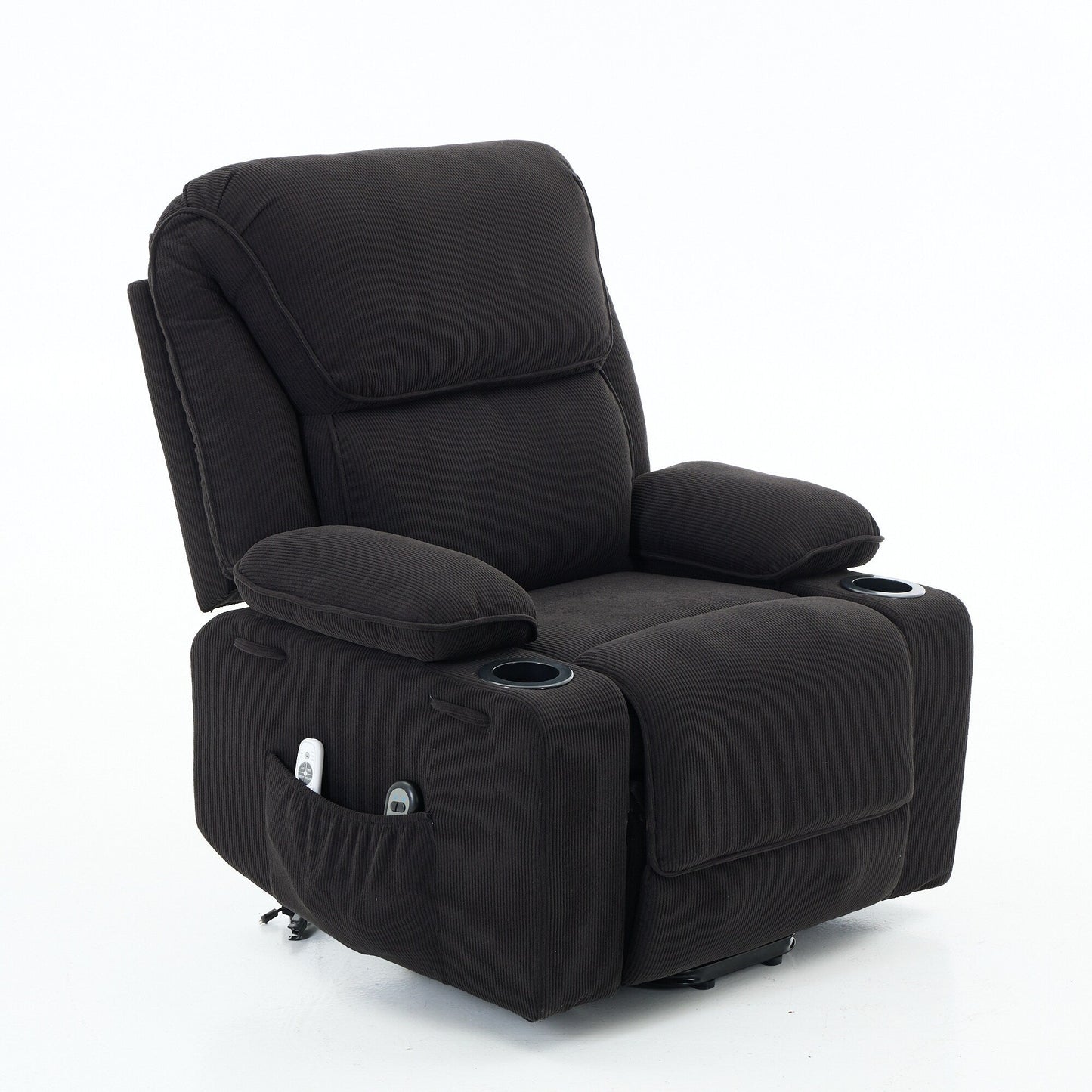 Power Lift Recliner Chair - Remote Control with Heat  Massage, PU Leather, Side Pockets - Senior Mobility Assist Chair