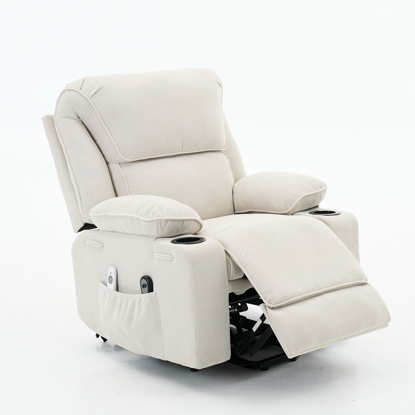 Power Lift Recliner Chair - Remote Control with Heat  Massage, PU Leather, Side Pockets - Senior Mobility Assist Chair