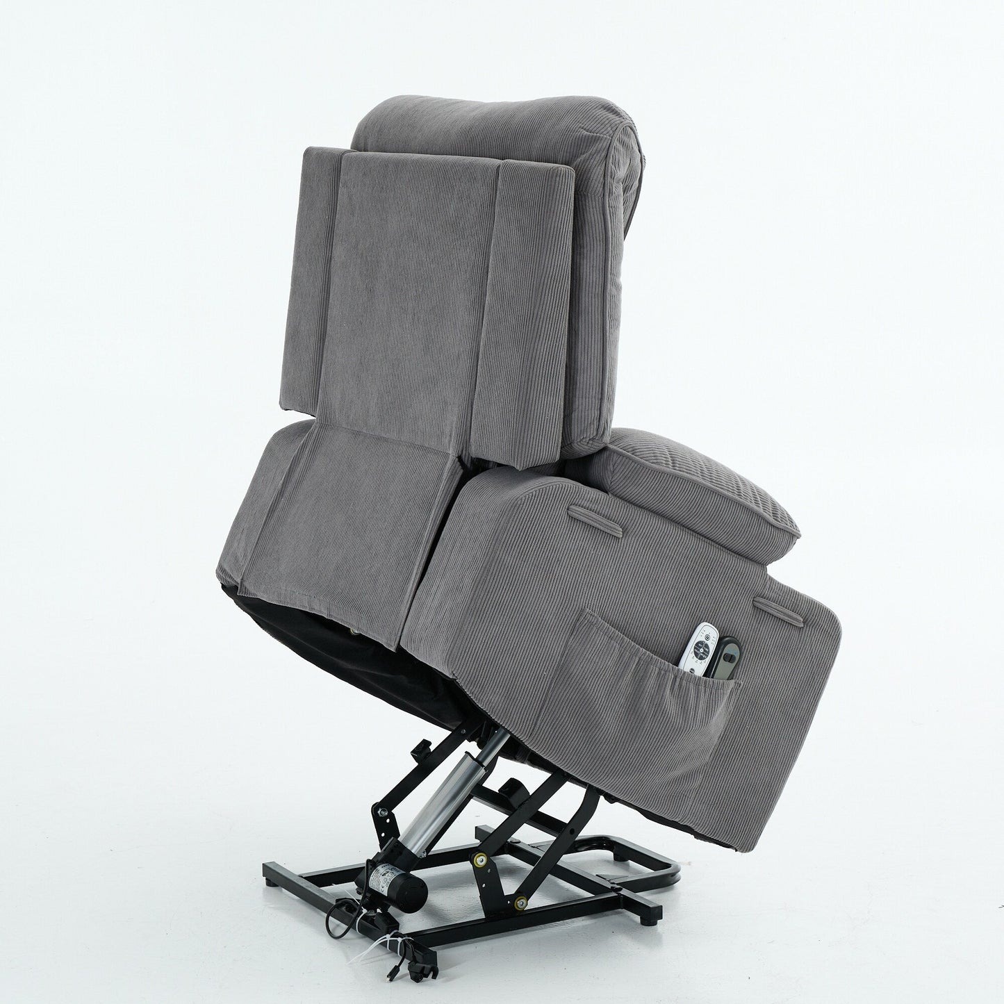 Power Lift Recliner Chair - Remote Control with Heat  Massage, PU Leather, Side Pockets - Senior Mobility Assist Chair