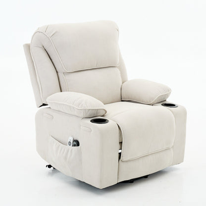 Power Lift Recliner Chair - Remote Control with Heat  Massage, PU Leather, Side Pockets - Senior Mobility Assist Chair