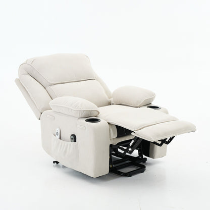 Power Lift Recliner Chair - Remote Control with Heat  Massage, PU Leather, Side Pockets - Senior Mobility Assist Chair