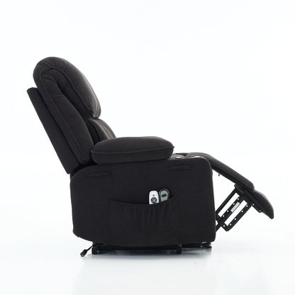 Power Lift Recliner Chair - Remote Control with Heat  Massage, PU Leather, Side Pockets - Senior Mobility Assist Chair