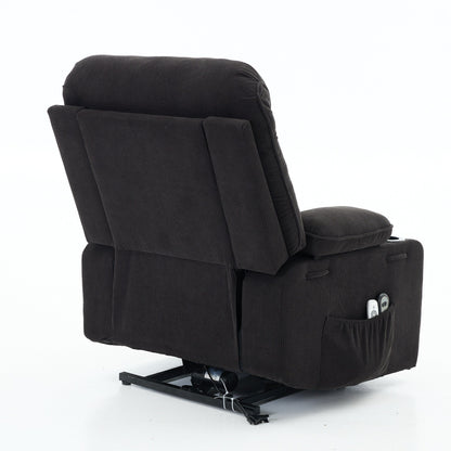 Power Lift Recliner Chair - Remote Control with Heat  Massage, PU Leather, Side Pockets - Senior Mobility Assist Chair