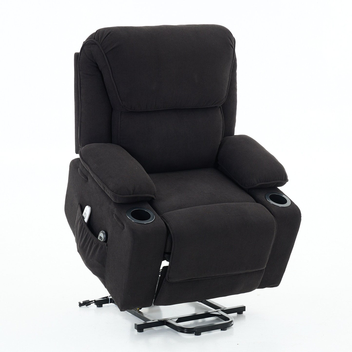 Power Lift Recliner Chair - Remote Control with Heat  Massage, PU Leather, Side Pockets - Senior Mobility Assist Chair