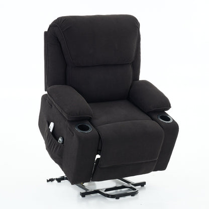 Power Lift Recliner Chair - Remote Control with Heat  Massage, PU Leather, Side Pockets - Senior Mobility Assist Chair