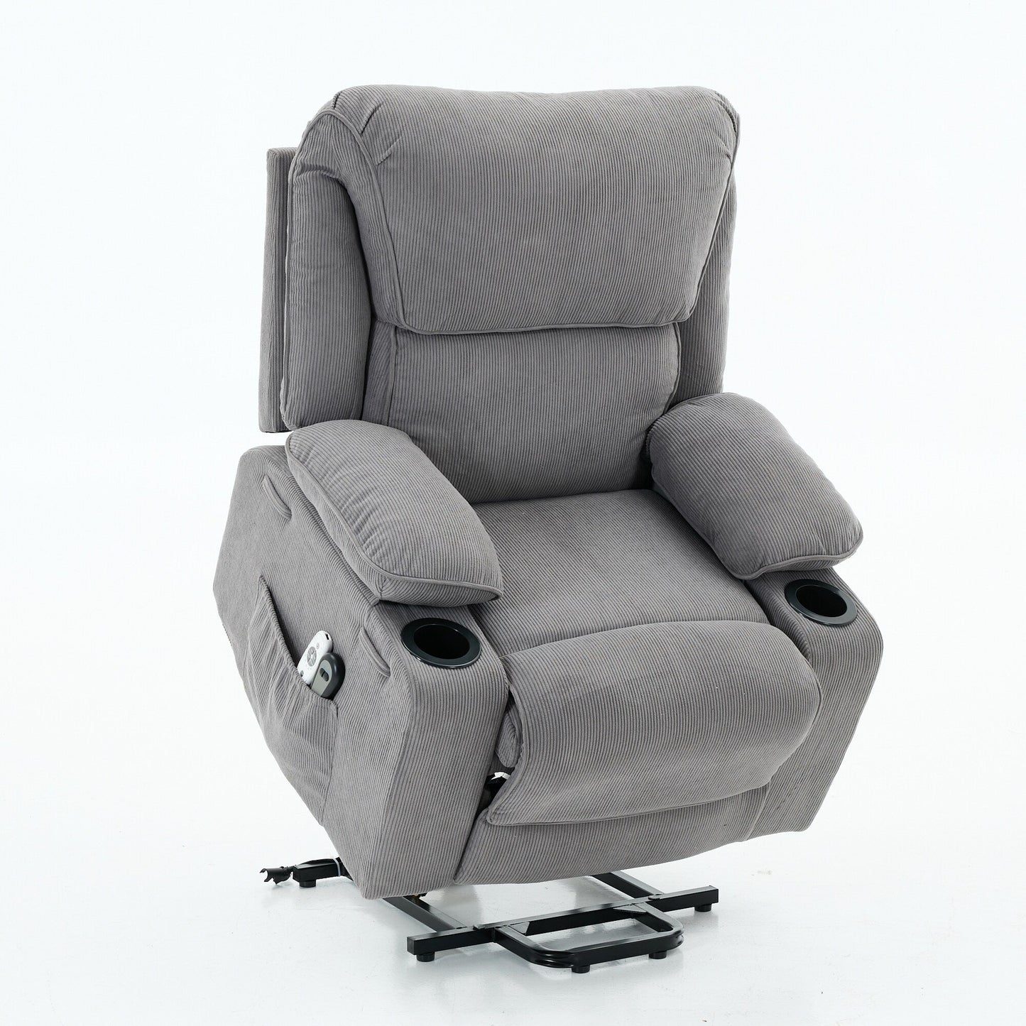 Power Lift Recliner Chair - Remote Control with Heat  Massage, PU Leather, Side Pockets - Senior Mobility Assist Chair