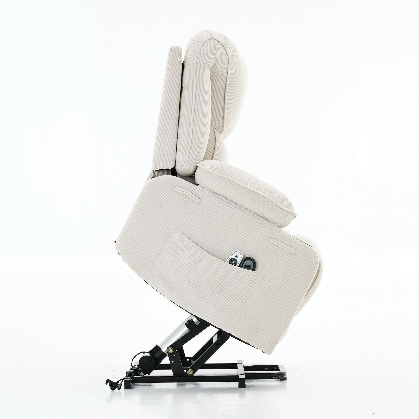 Power Lift Recliner Chair - Remote Control with Heat  Massage, PU Leather, Side Pockets - Senior Mobility Assist Chair