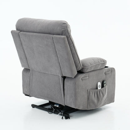 Power Lift Recliner Chair - Remote Control with Heat  Massage, PU Leather, Side Pockets - Senior Mobility Assist Chair