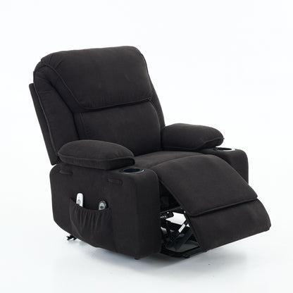 Power Lift Recliner Chair - Remote Control with Heat  Massage, PU Leather, Side Pockets - Senior Mobility Assist Chair