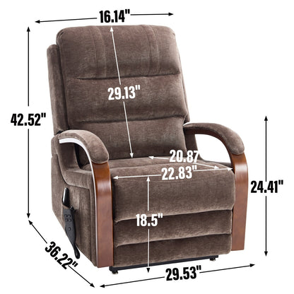 Power Lift Recliner Chair Dual Motor Infinite Position with Solid Wood Armrests, Heat Massage and Heavy Duty Motion Mechanism