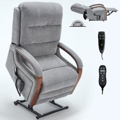 Power Lift Recliner Chair Dual Motor Infinite Position with Solid Wood Armrests, Heat Massage and Heavy Duty Motion Mechanism