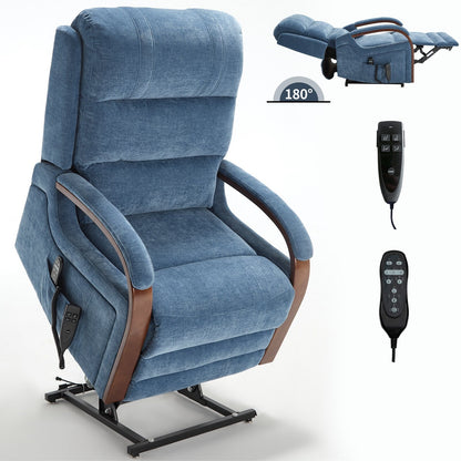 Power Lift Recliner Chair Dual Motor Infinite Position with Solid Wood Armrests, Heat Massage and Heavy Duty Motion Mechanism