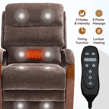 Power Lift Recliner Chair Dual Motor Infinite Position with Solid Wood Armrests, Heat Massage and Heavy Duty Motion Mechanism